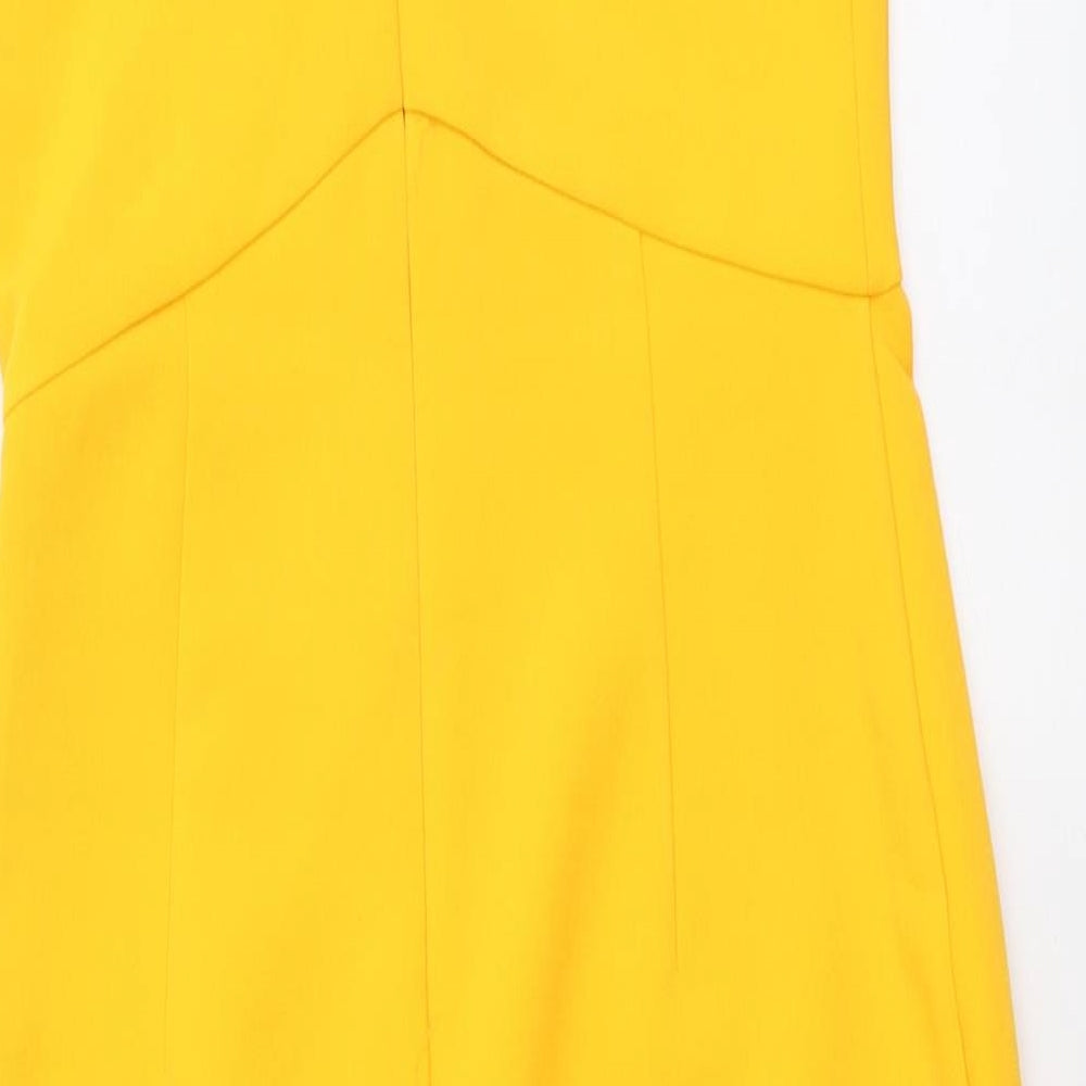 Topshop Womens Orange Polyester Bodycon Size 10 Round Neck Zip