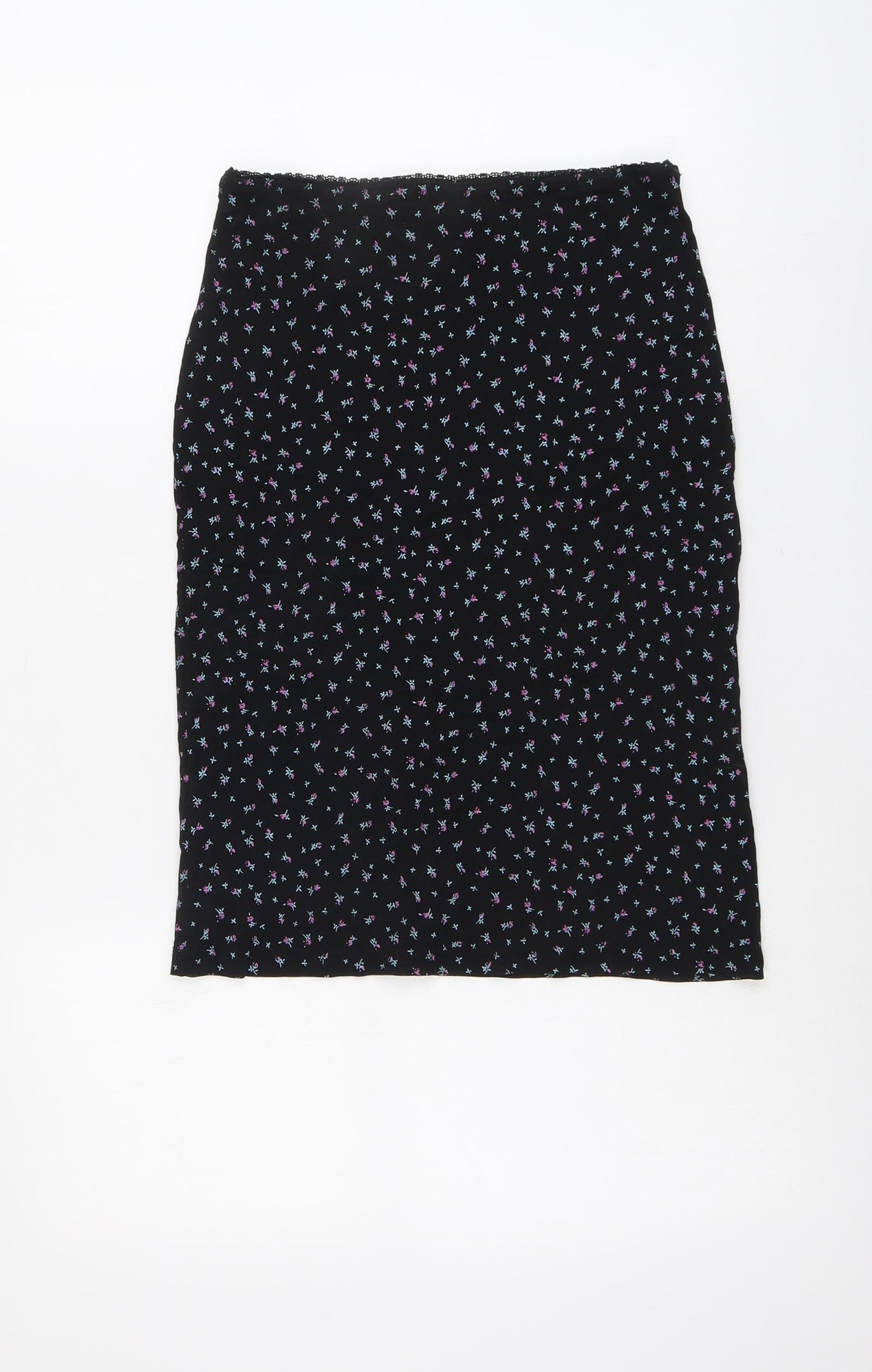 Oasis Womens Black Floral Polyamide A-Line Skirt Size 10