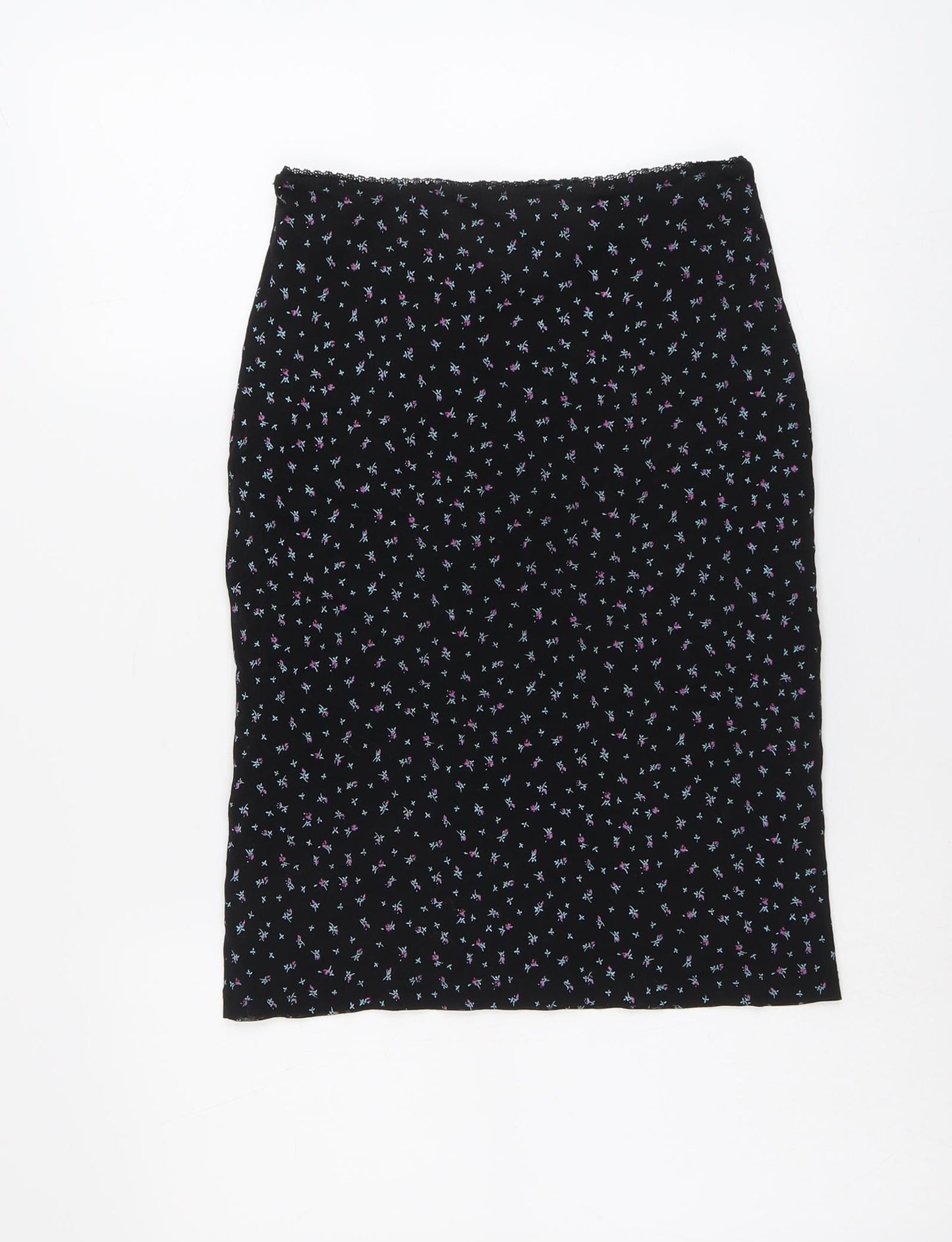 Oasis Womens Black Floral Polyamide A-Line Skirt Size 10