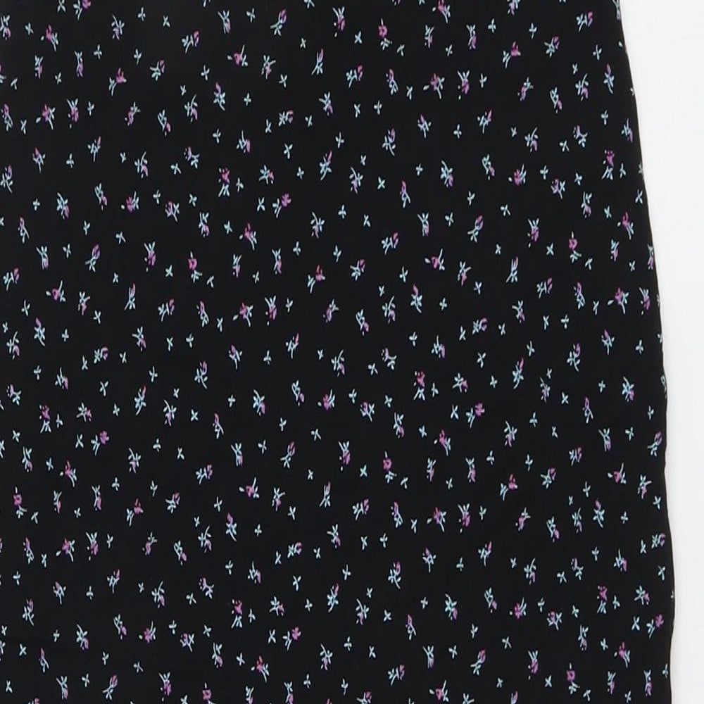 Oasis Womens Black Floral Polyamide A-Line Skirt Size 10
