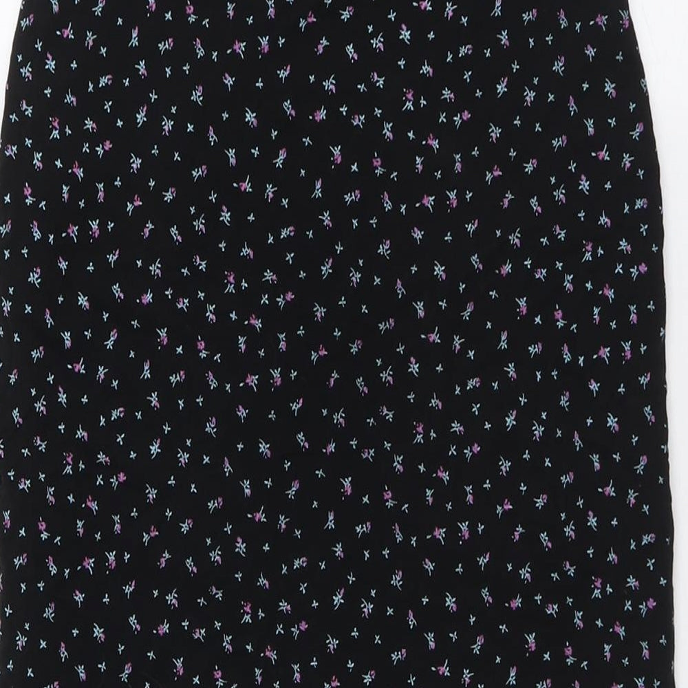 Oasis Womens Black Floral Polyamide A-Line Skirt Size 10
