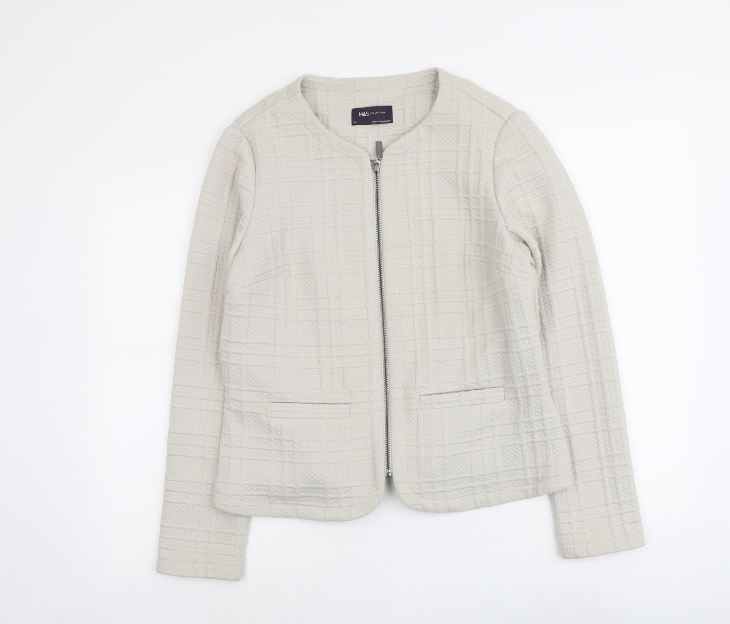 Marks and Spencer Womens Beige Jacket Size 14 Zip