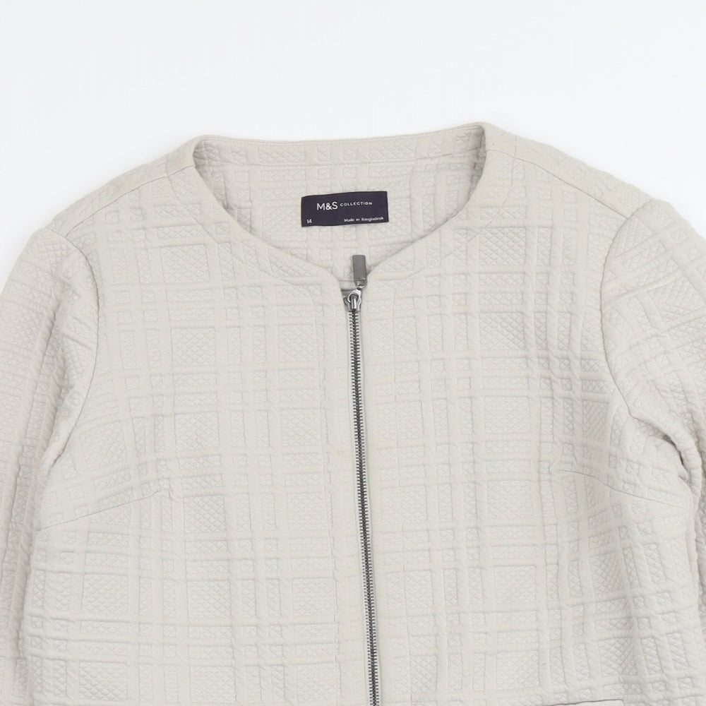 Marks and Spencer Womens Beige Jacket Size 14 Zip