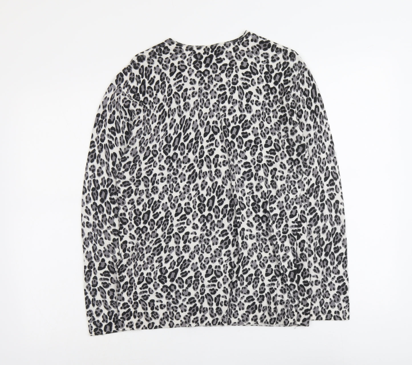 Principles Womens Grey Round Neck Animal Print Nylon Pullover Jumper Size 14 - Leopard Pattern