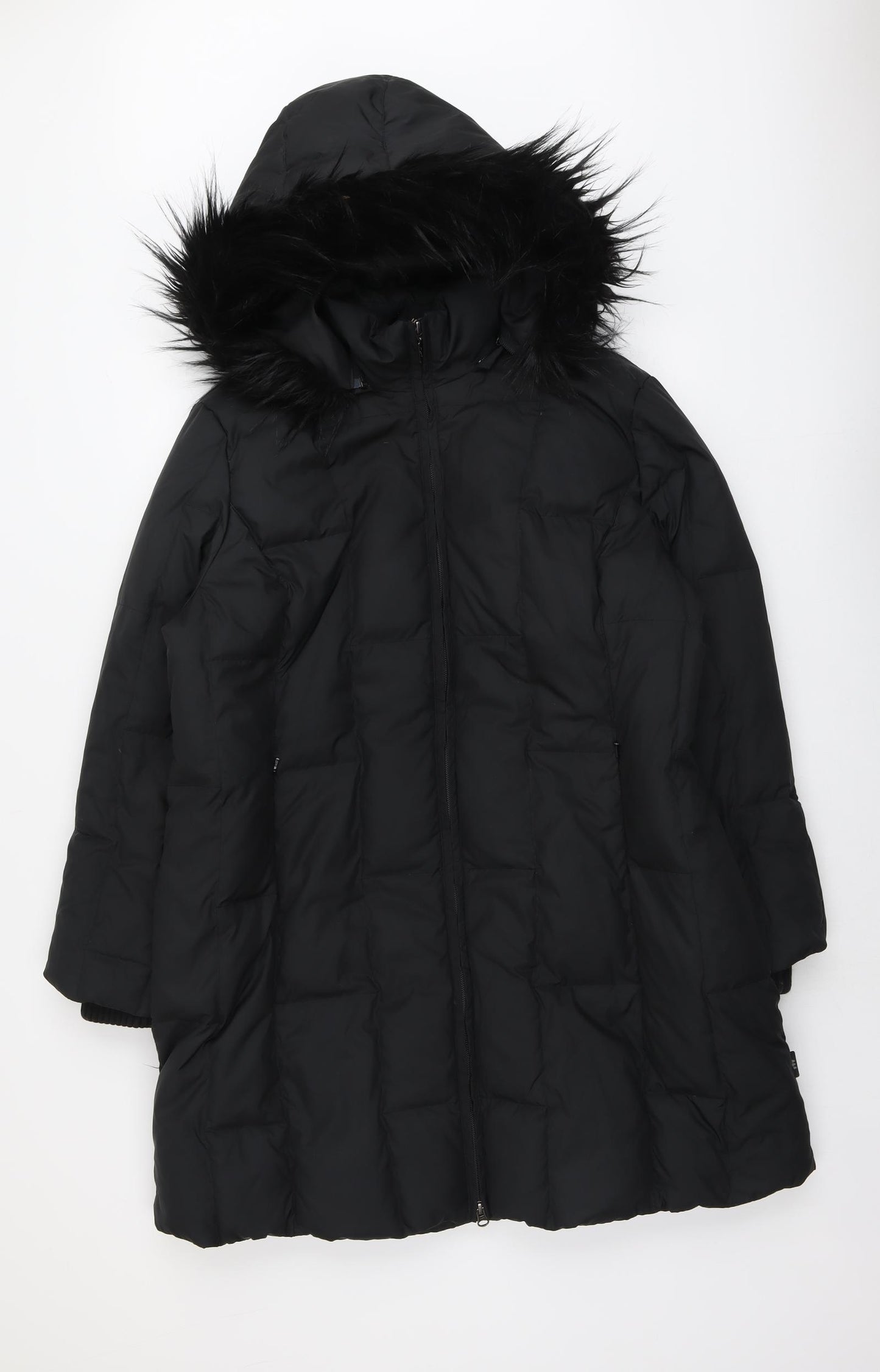 Per Una Womens Black Quilted Coat Size XL Zip