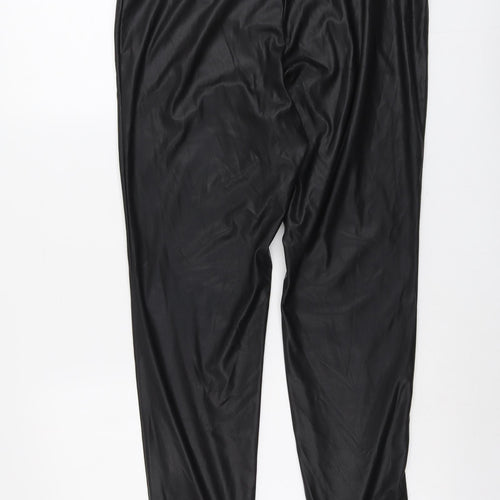 ESMARA Womens Black Polyester Trousers Size 18 L31 in Regular Button - Faux Leather
