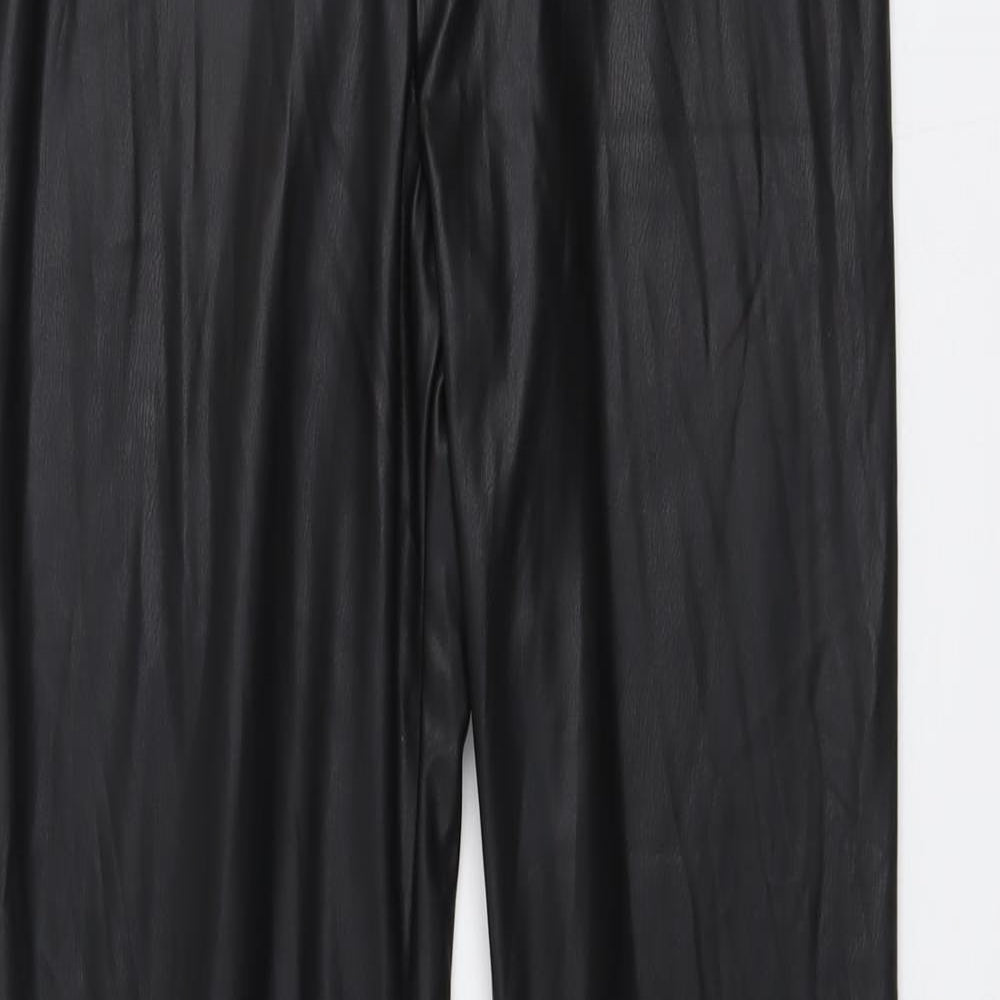 ESMARA Womens Black Polyester Trousers Size 18 L31 in Regular Button - Faux Leather