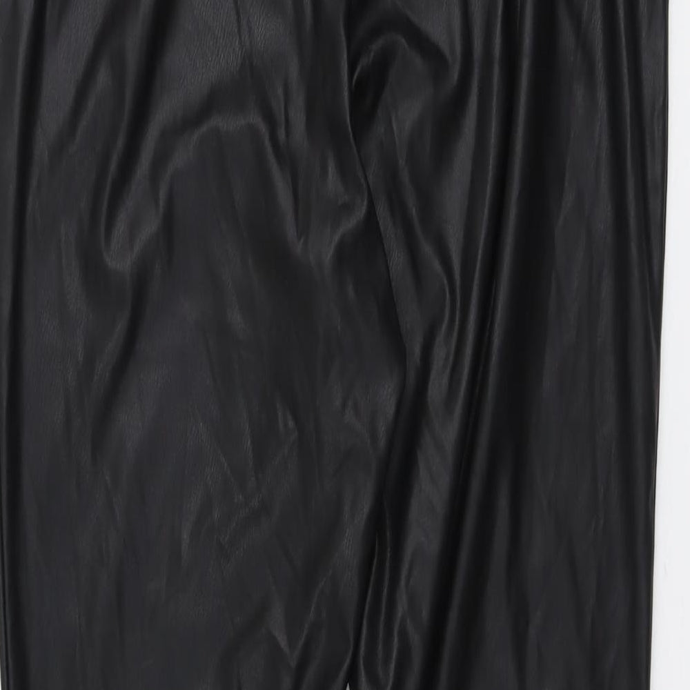 ESMARA Womens Black Polyester Trousers Size 18 L31 in Regular Button - Faux Leather