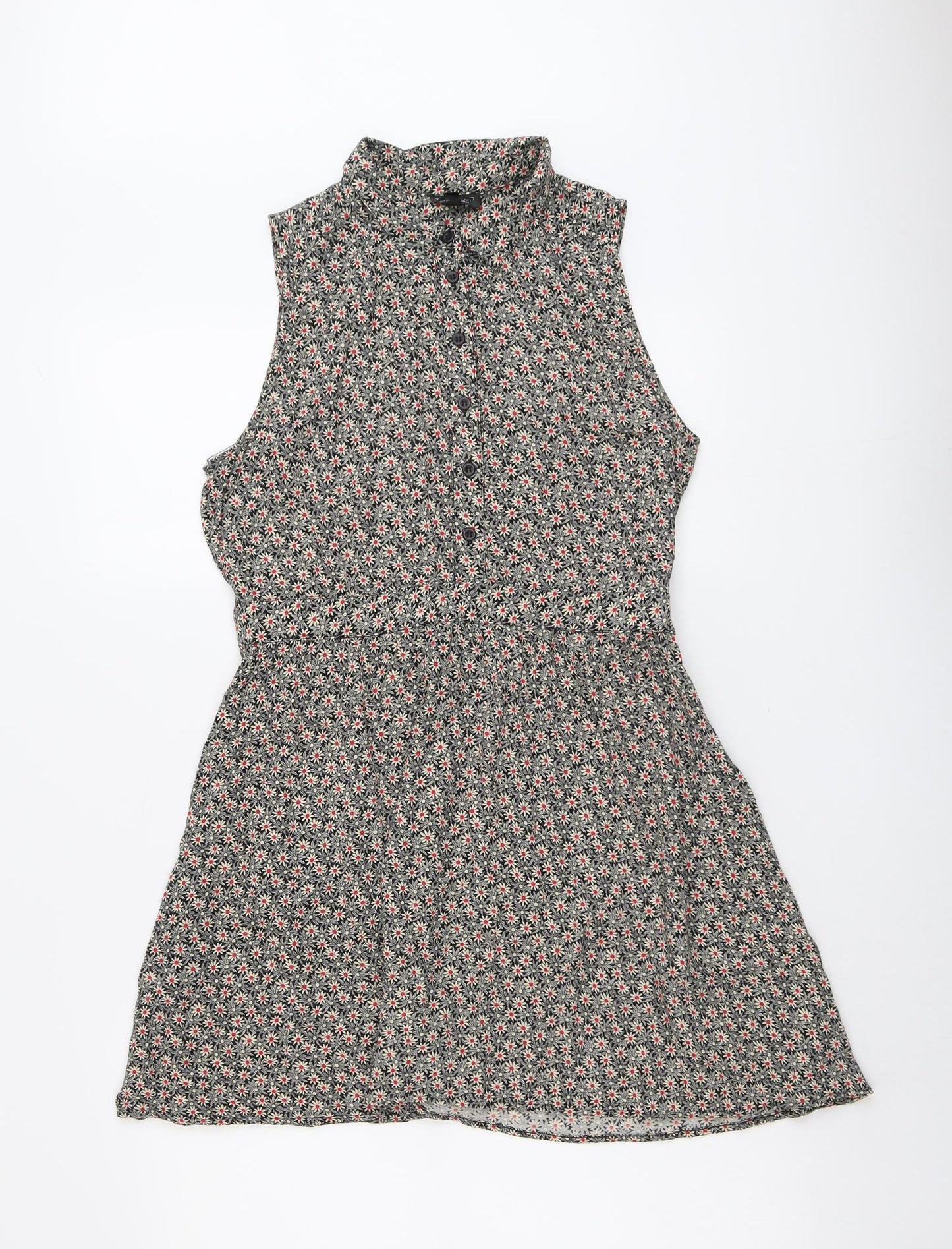 Topshop Womens Multicoloured Floral Viscose Shirt Dress Size 14 Collared Button