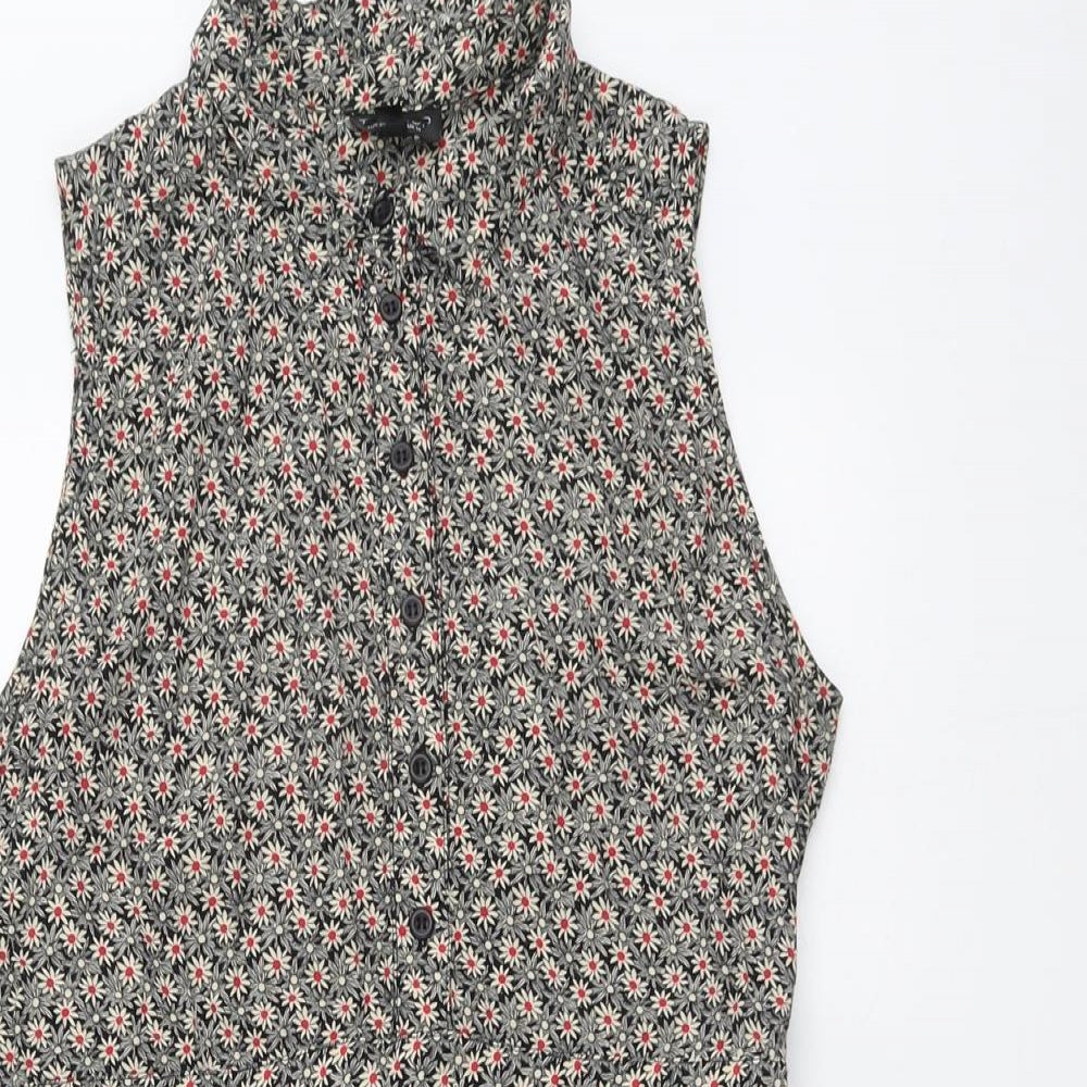 Topshop Womens Multicoloured Floral Viscose Shirt Dress Size 14 Collared Button