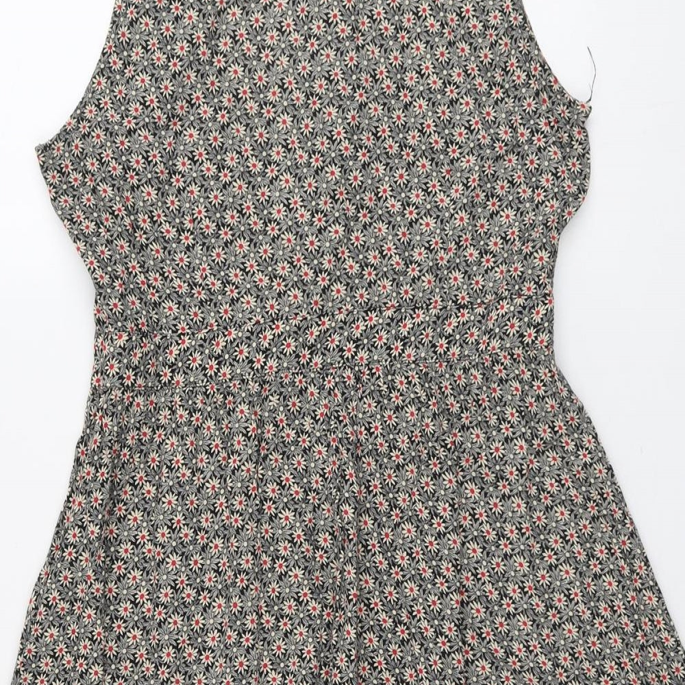 Topshop Womens Multicoloured Floral Viscose Shirt Dress Size 14 Collared Button