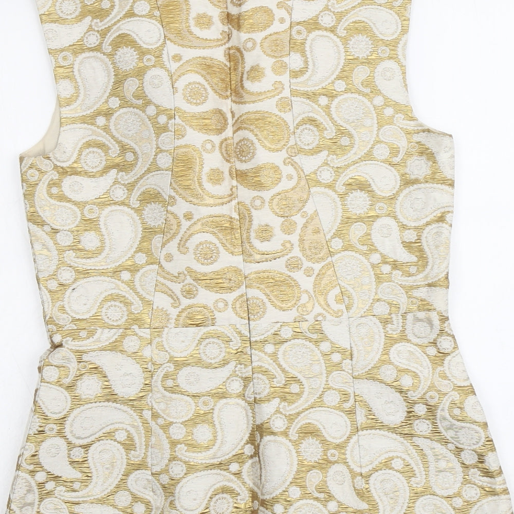 Stella McCartney Womens Gold Paisley Cotton Basic Blouse Size M Round Neck