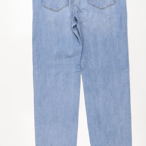 Marks and Spencer Mens Blue Cotton Straight Jeans Size 34 in L33 in Regular Button