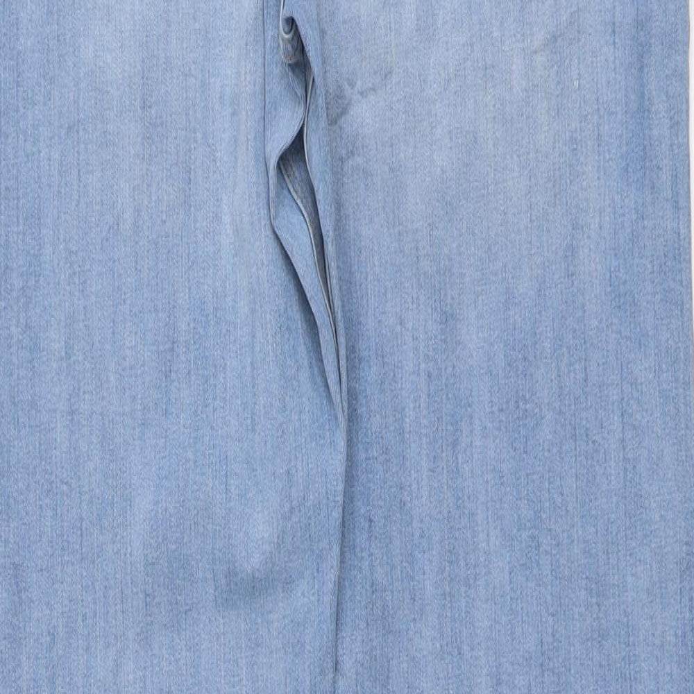 Marks and Spencer Mens Blue Cotton Straight Jeans Size 34 in L33 in Regular Button