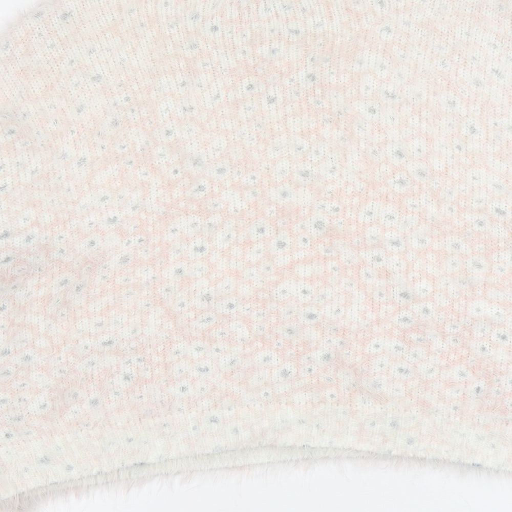 NEXT Womens Pink High Neck Geometric Acrylic Pullover Jumper Size 14