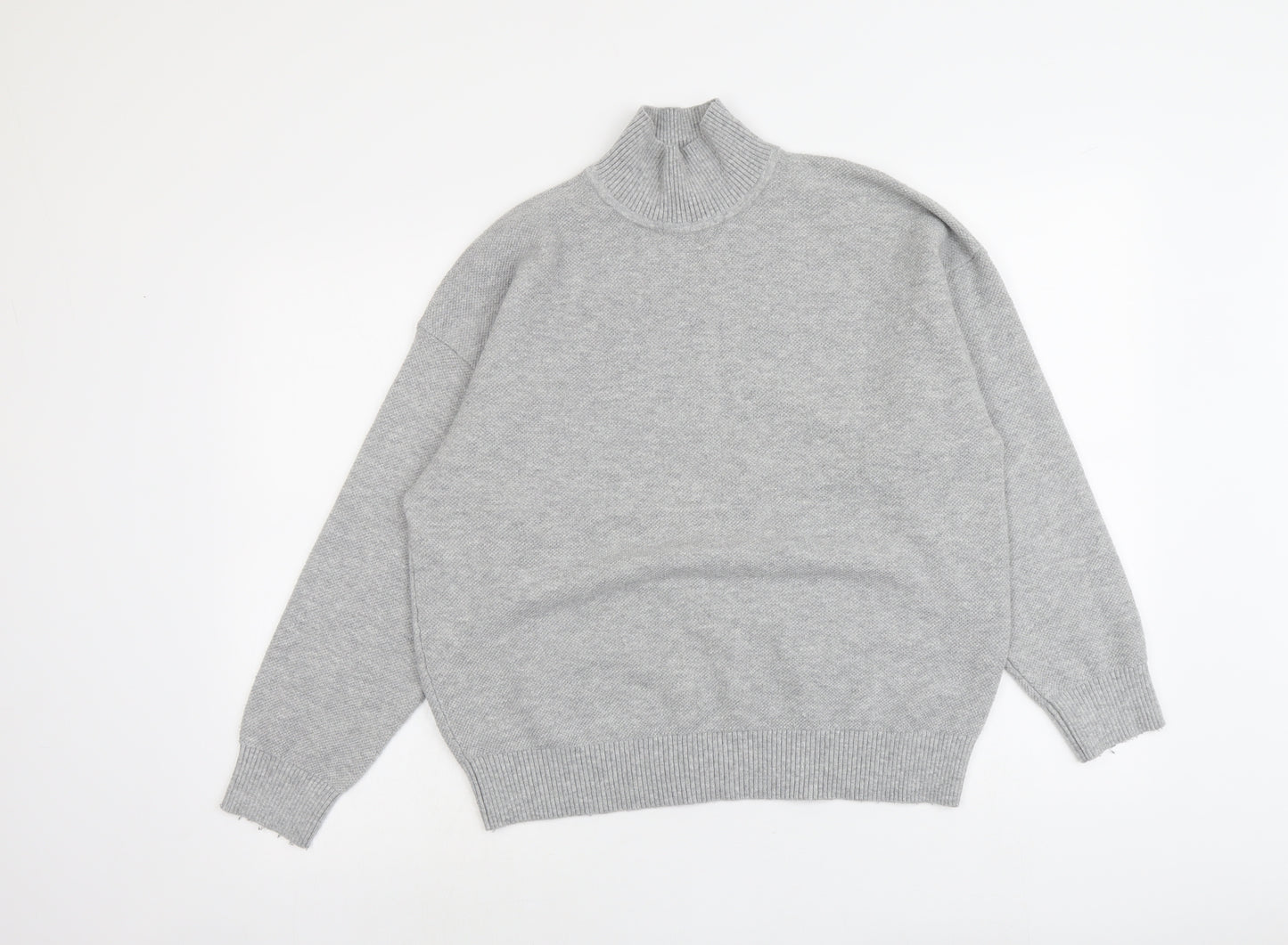 Marks and Spencer Womens Grey High Neck Acrylic Pullover Jumper Size M