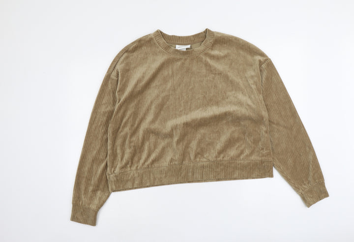 Monki Womens Brown Cotton Pullover Sweatshirt Size L Pullover