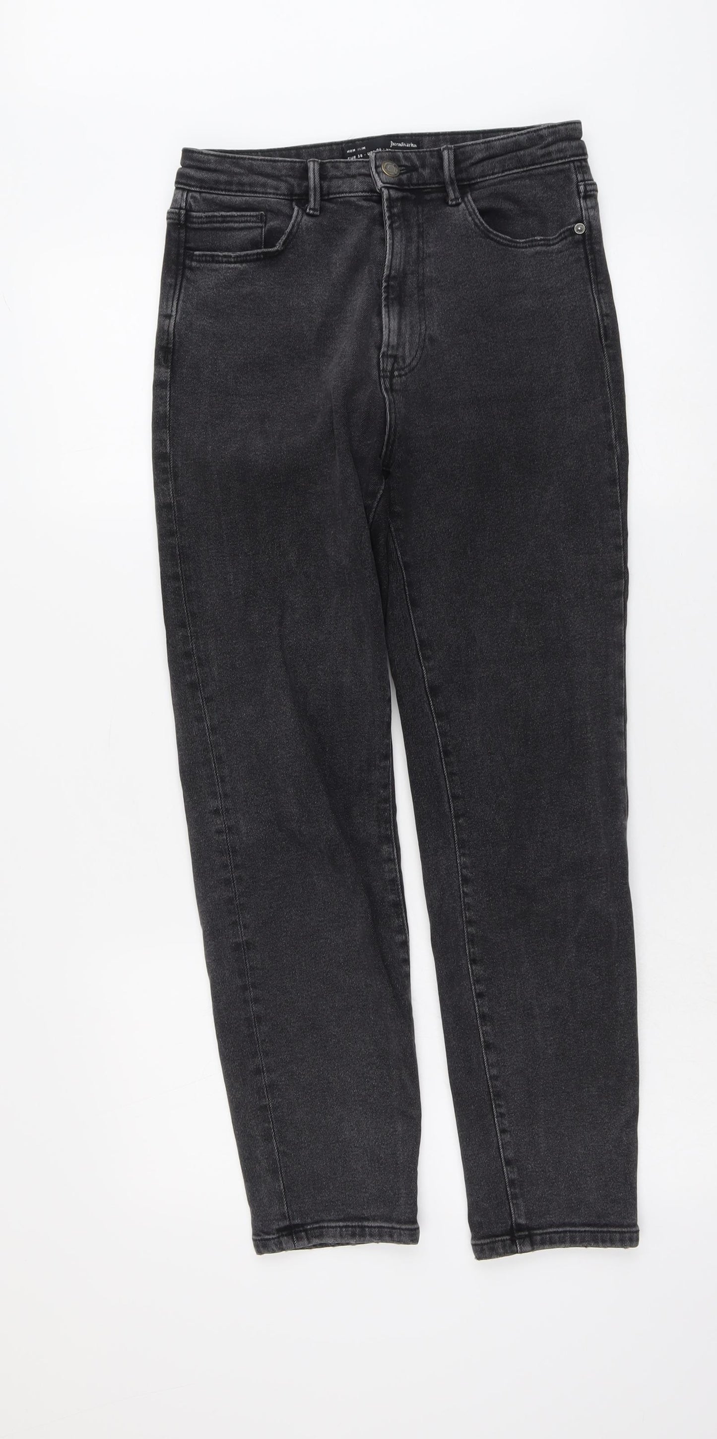 Stradivarius Womens Grey Cotton Straight Jeans Size 10 L27 in Regular Button