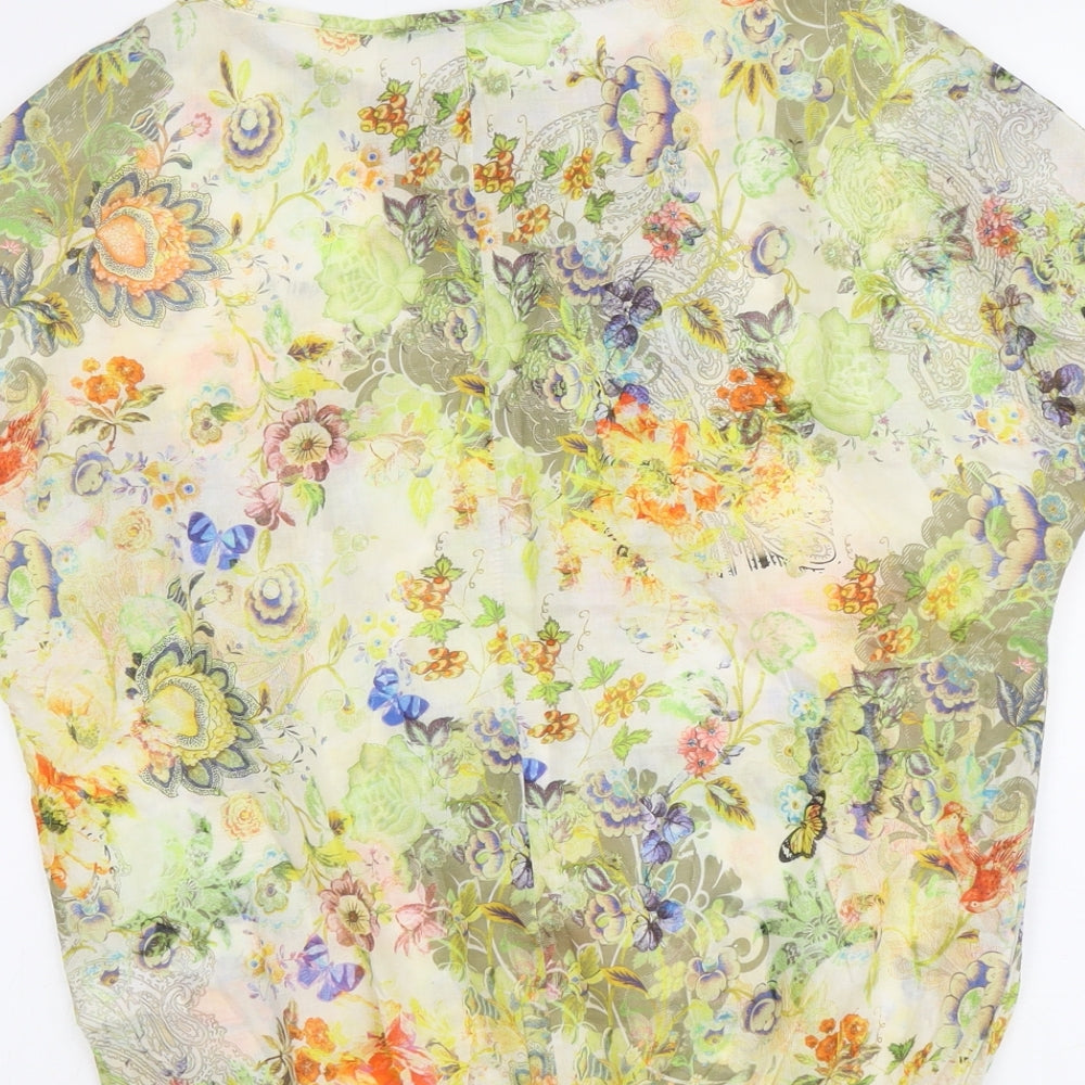 La Fee Maraboutee Womens Multicoloured Floral Cotton Basic T-Shirt Size 10 Round Neck