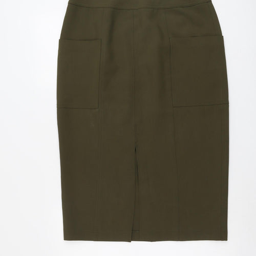 Marks and Spencer Womens Green Polyester Cargo Skirt Size 14 Zip
