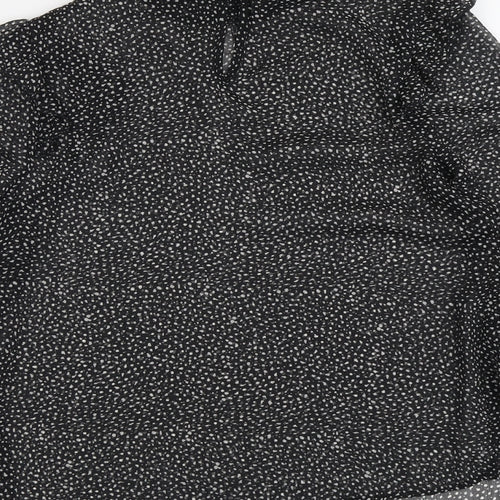 Papaya Womens Black Geometric Polyester Basic Blouse Size 10 High Neck