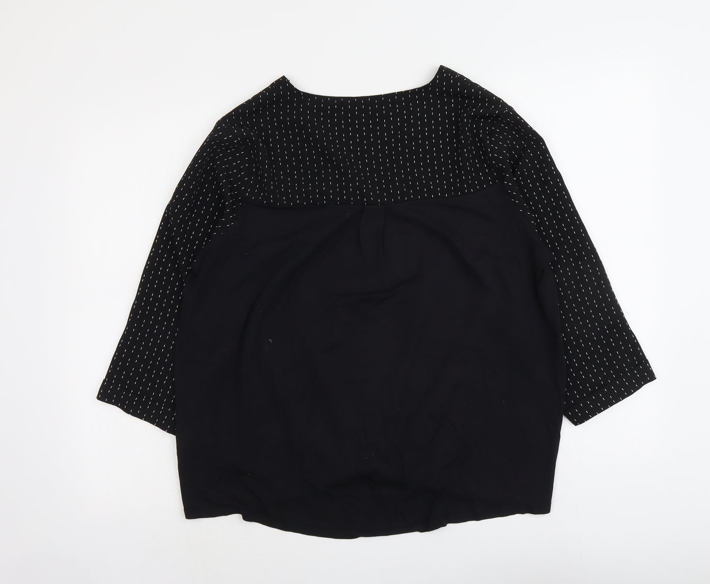 Marks and Spencer Womens Black Geometric Polyester Basic Blouse Size 16 V-Neck