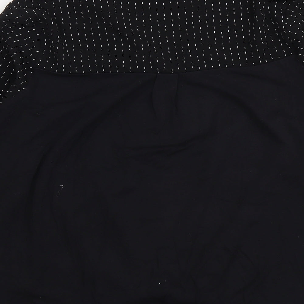 Marks and Spencer Womens Black Geometric Polyester Basic Blouse Size 16 V-Neck