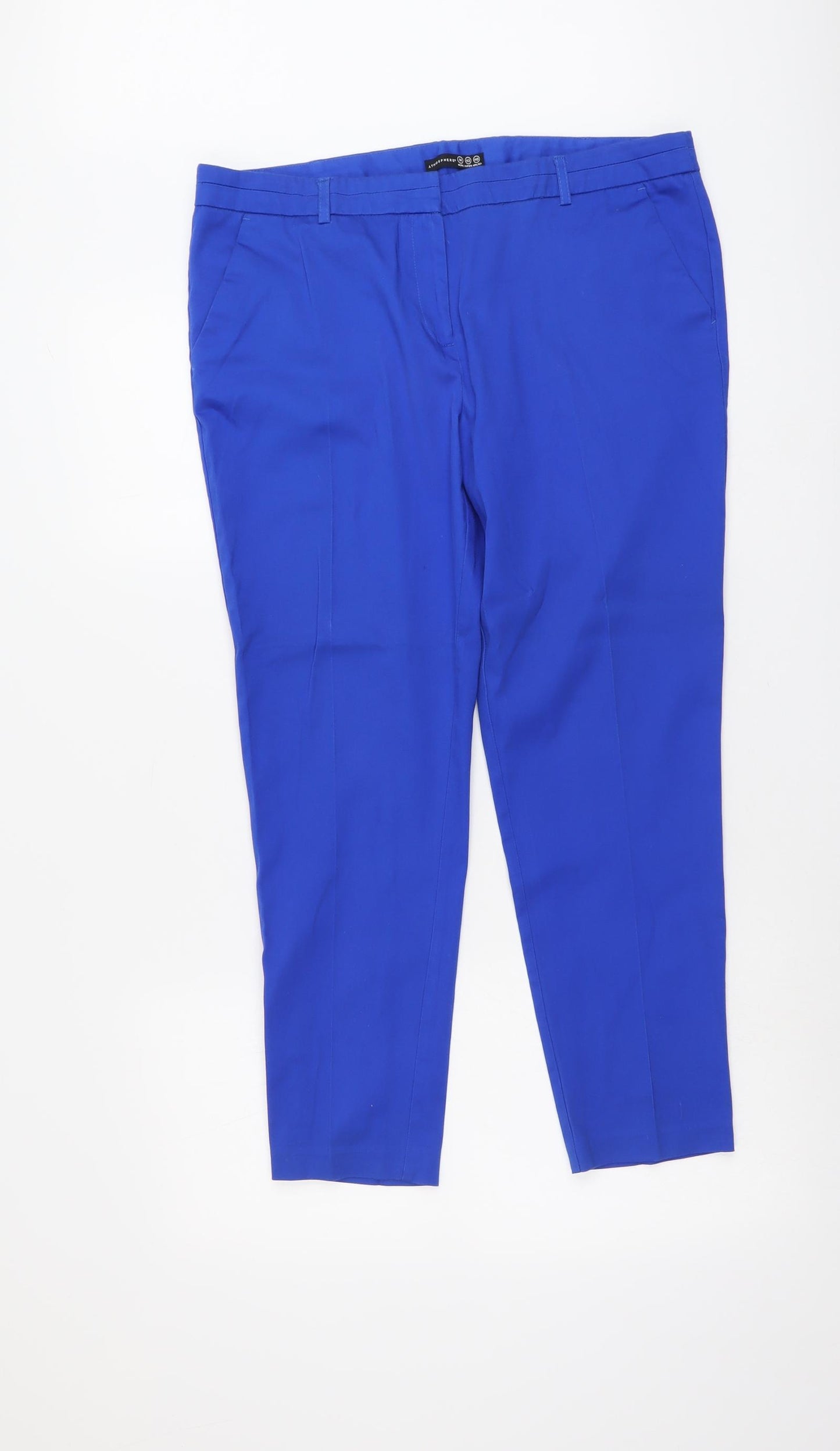 Atmosphere Womens Blue Cotton Chino Trousers Size 14 L26 in Regular Button