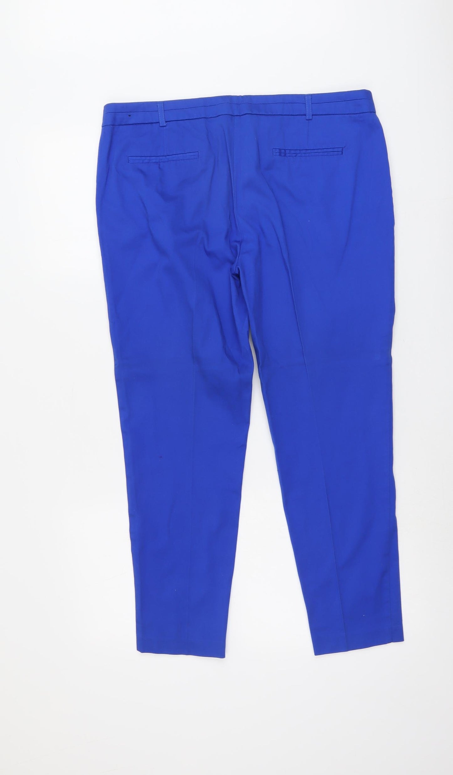 Atmosphere Womens Blue Cotton Chino Trousers Size 14 L26 in Regular Button