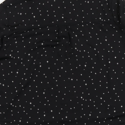 H&M Womens Black Geometric Polyester Basic Blouse Size 8 V-Neck - Star Pattern