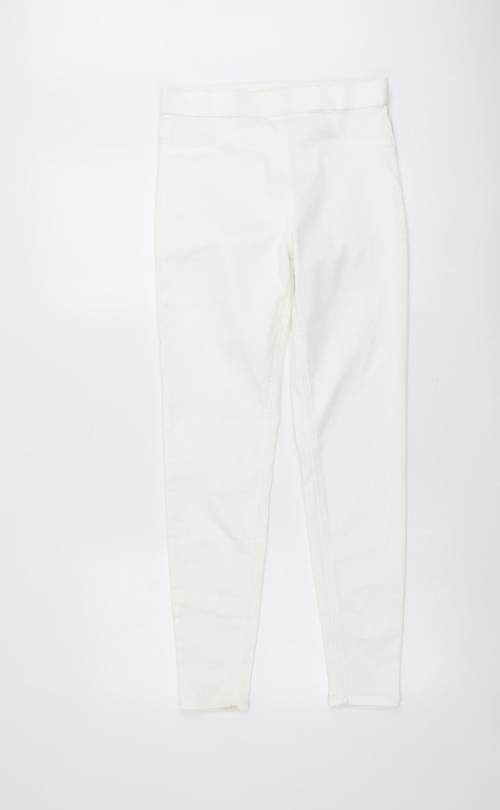 Marks and Spencer Womens Ivory Cotton Skinny Jeans Size 10 L28 in Regular