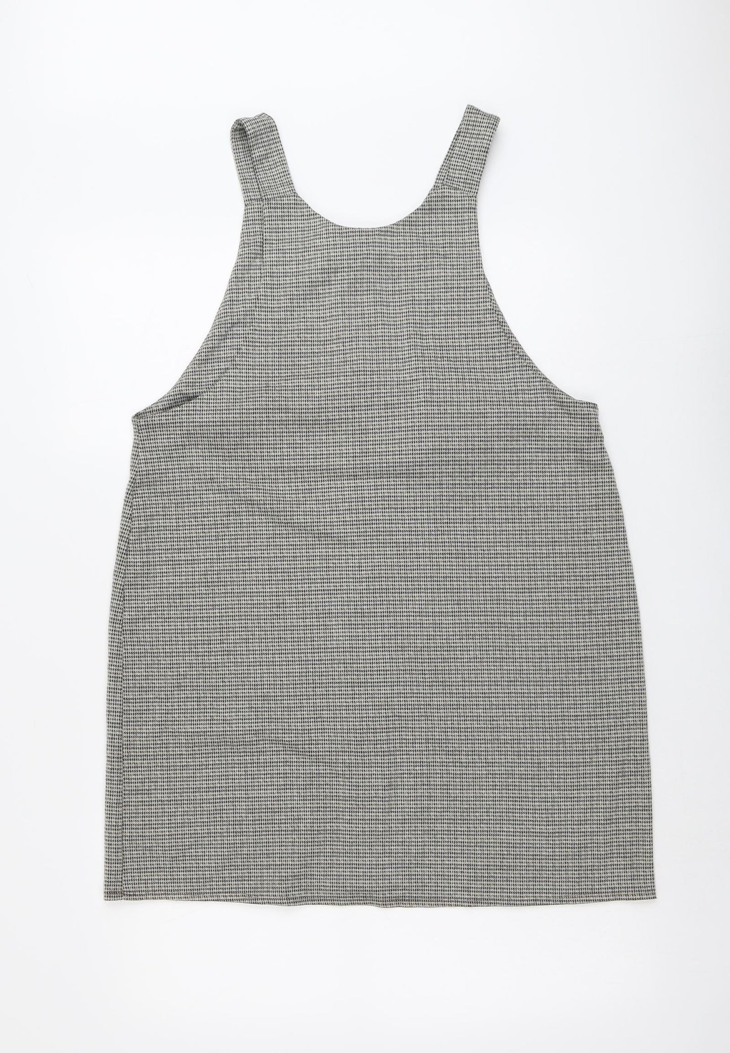 George Womens Beige Houndstooth Polyester Pinafore/Dungaree Dress Size 14 Round Neck Button