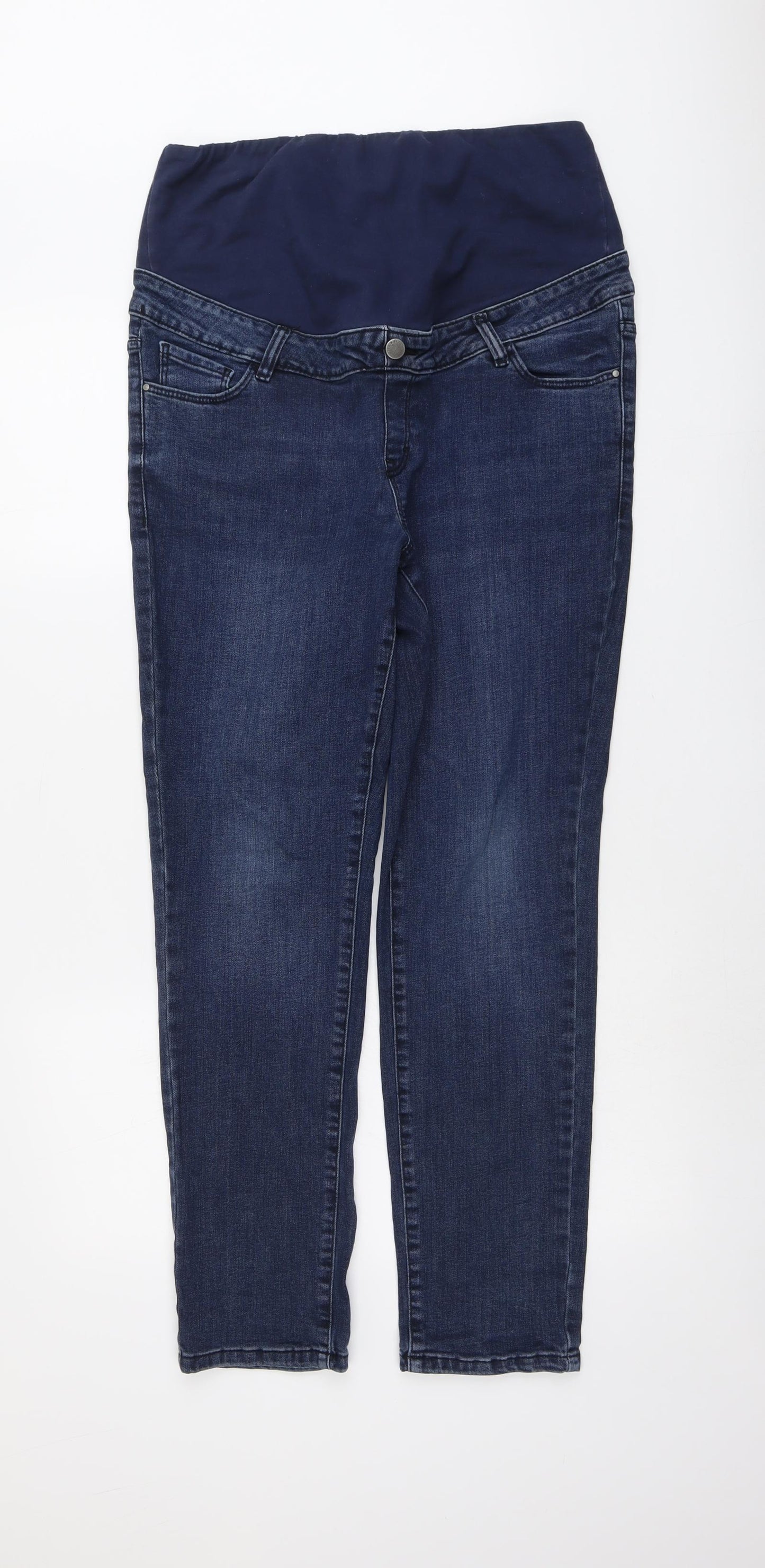 TU Womens Blue Cotton Straight Jeans Size 14 L28 in Regular Button