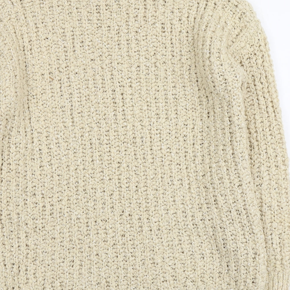 Papaya Womens Beige Round Neck Polyester Pullover Jumper Size L