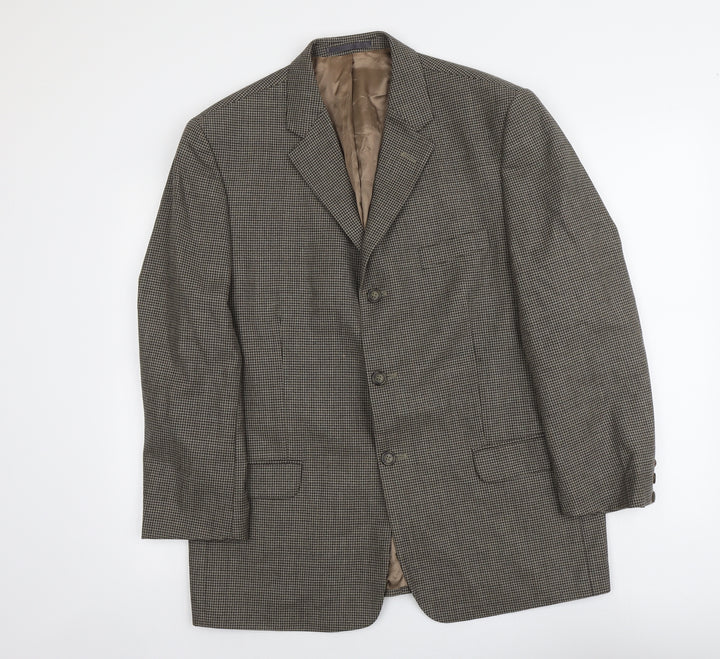 Debenhams Mens Beige Geometric Wool Jacket Blazer Size L Regular