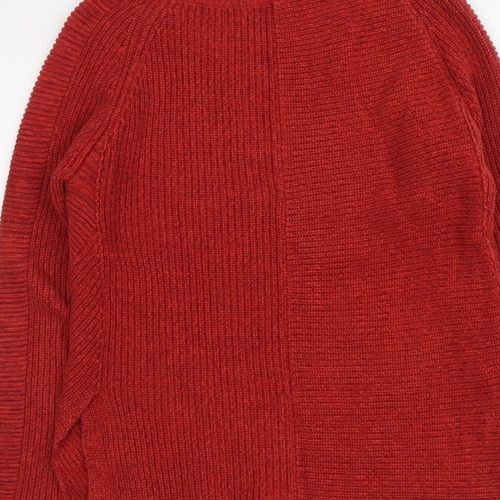 Wrap Womens Red Round Neck Cotton Pullover Jumper Size 8