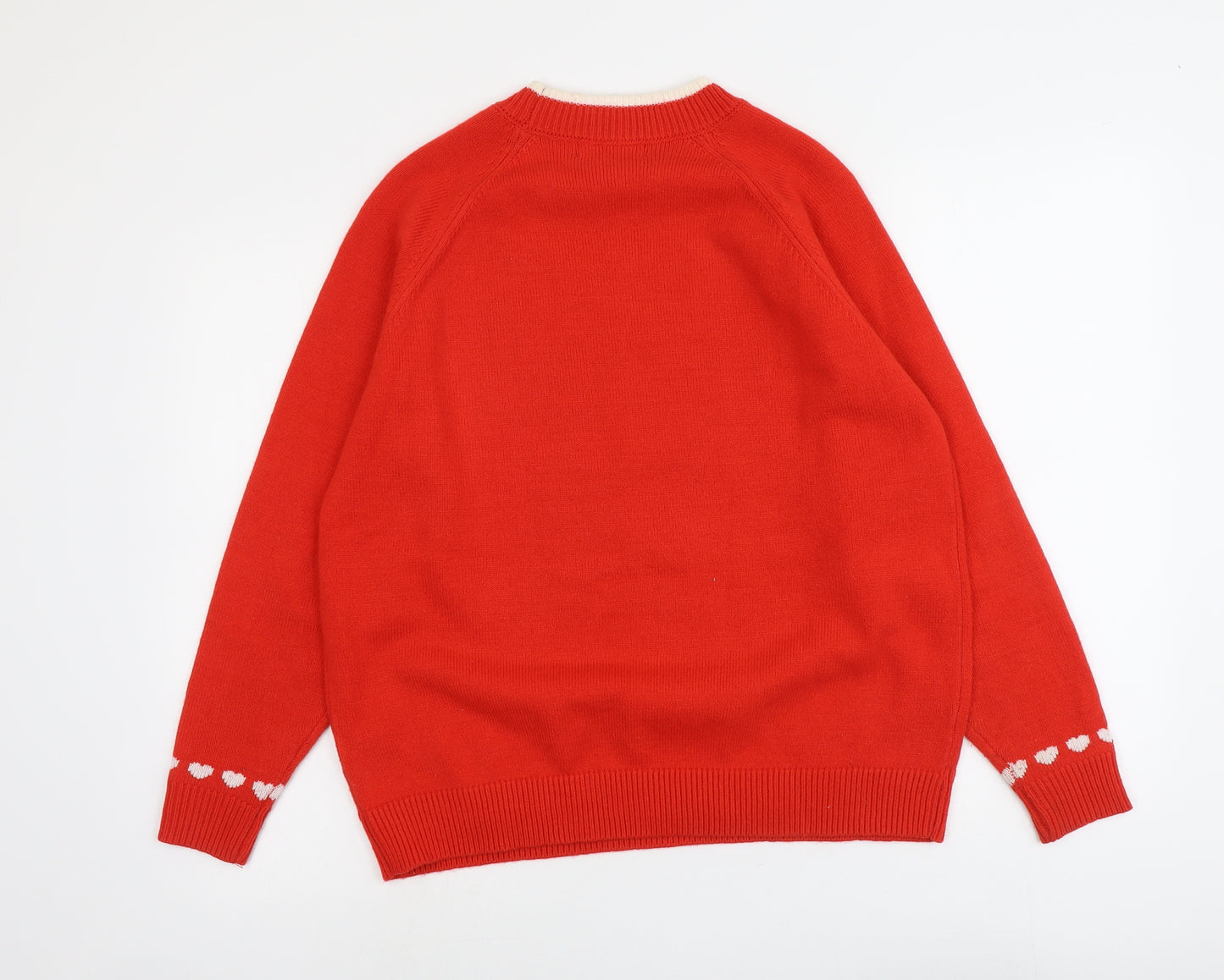 Marks and Spencer Womens Red Round Neck Acrylic Pullover Jumper Size M - Dog Christmas