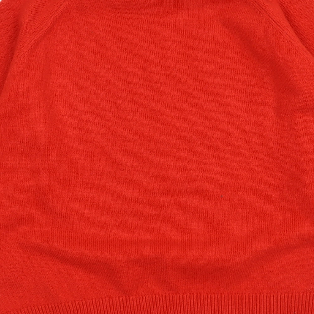 Marks and Spencer Womens Red Round Neck Acrylic Pullover Jumper Size M - Dog Christmas