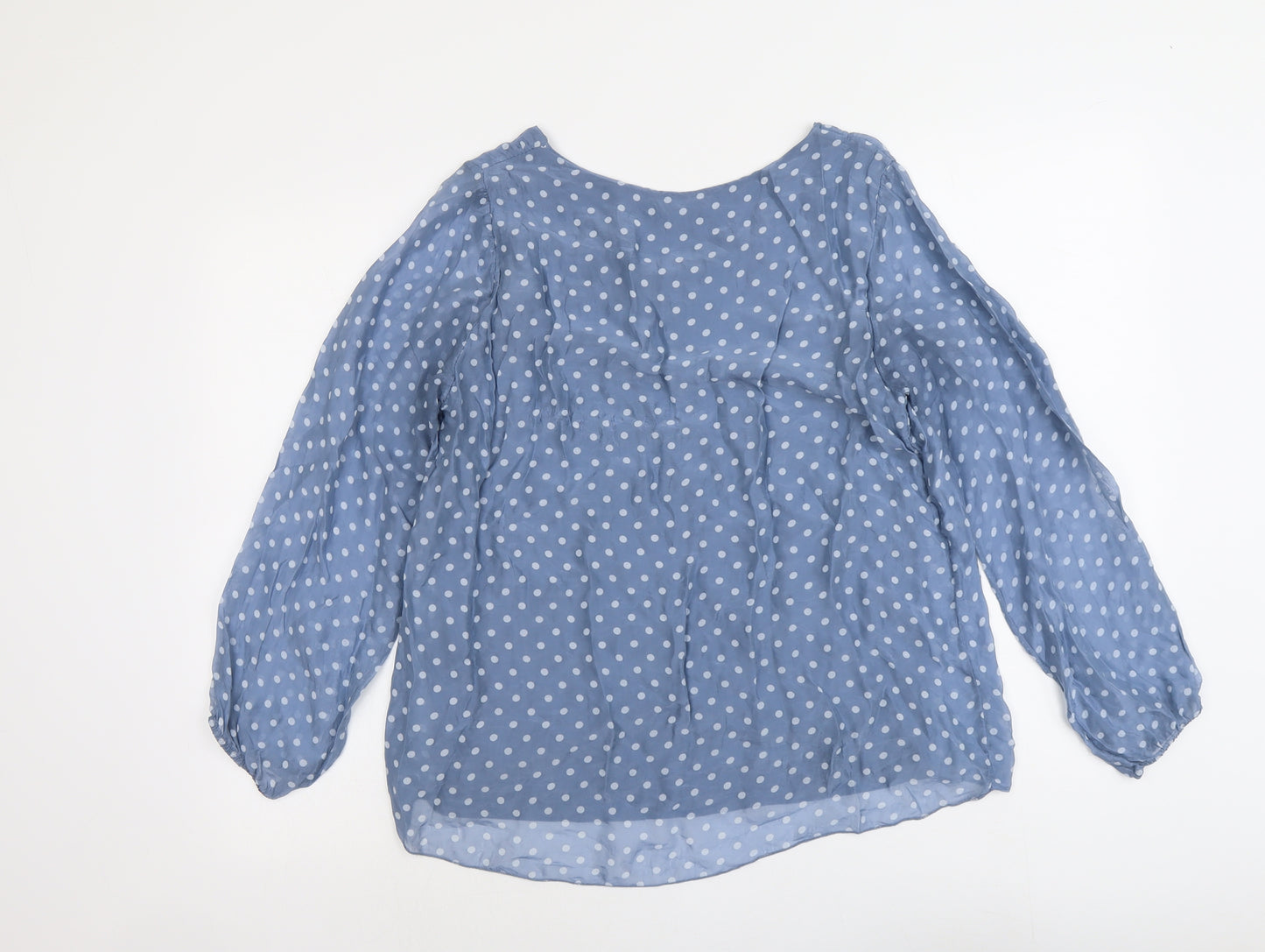 Tendenze Womens Blue Polka Dot Polyester Basic Blouse Size S Round Neck
