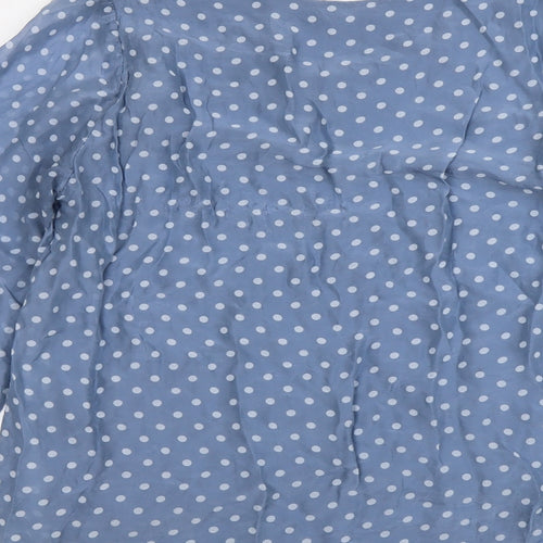 Tendenze Womens Blue Polka Dot Polyester Basic Blouse Size S Round Neck