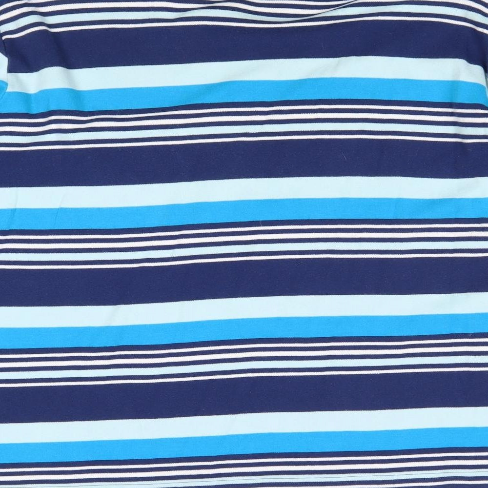 Damart Womens Blue Striped 100% Cotton Basic T-Shirt Size 22 Round Neck