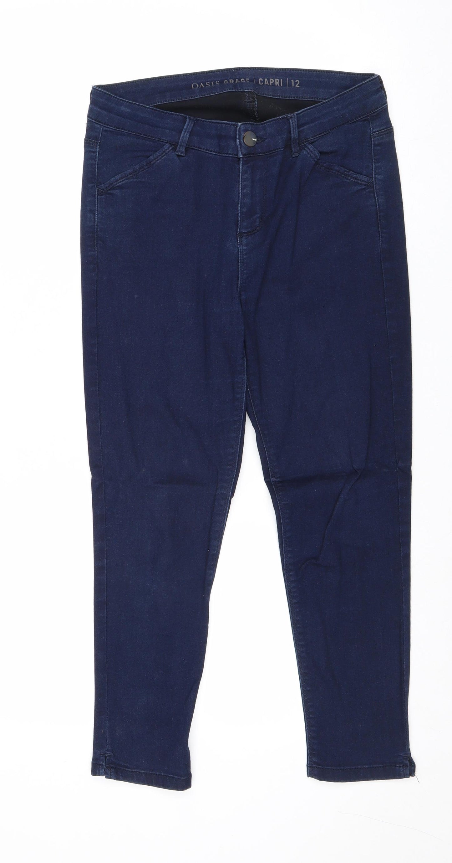 Oasis Womens Blue Cotton Skinny Jeans Size 12 Regular Zip