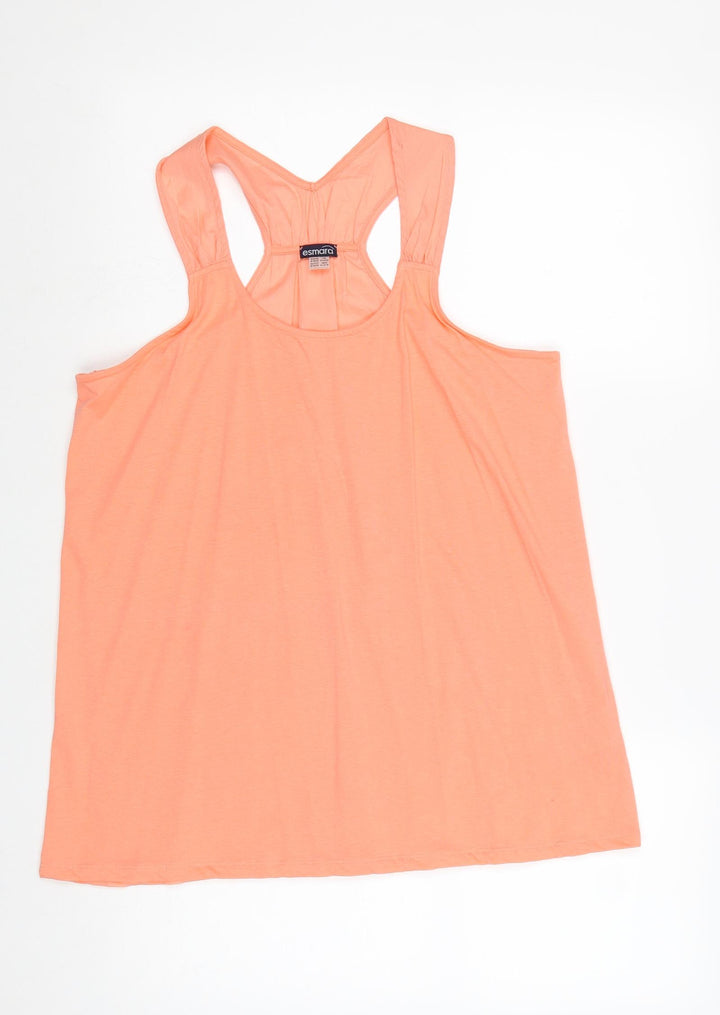 ESMARA Womens Pink 100% Cotton Basic Tank Size 14 Round Neck