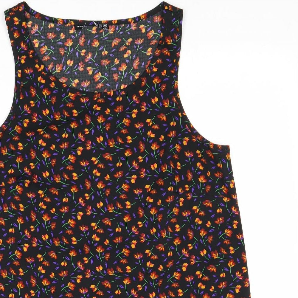 Atmosphere Womens Black Floral Polyester Camisole Tank Size 14 Round Neck