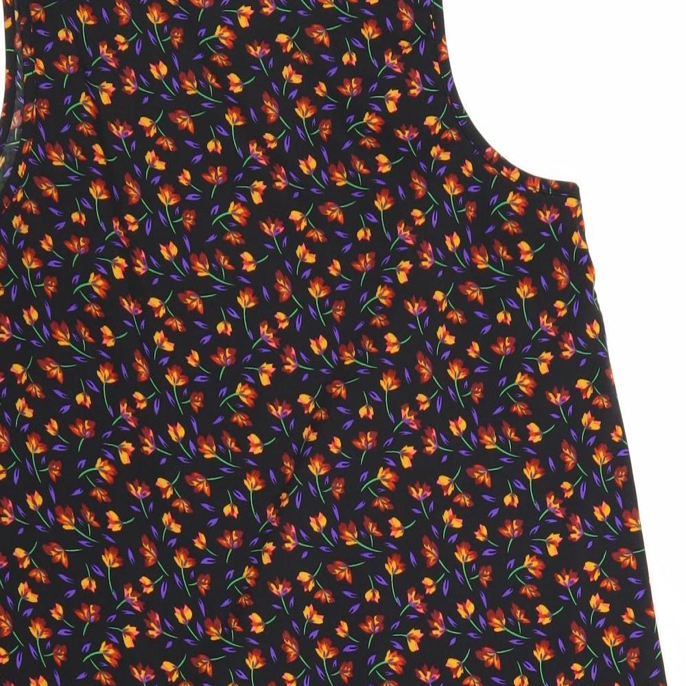 Atmosphere Womens Black Floral Polyester Camisole Tank Size 14 Round Neck