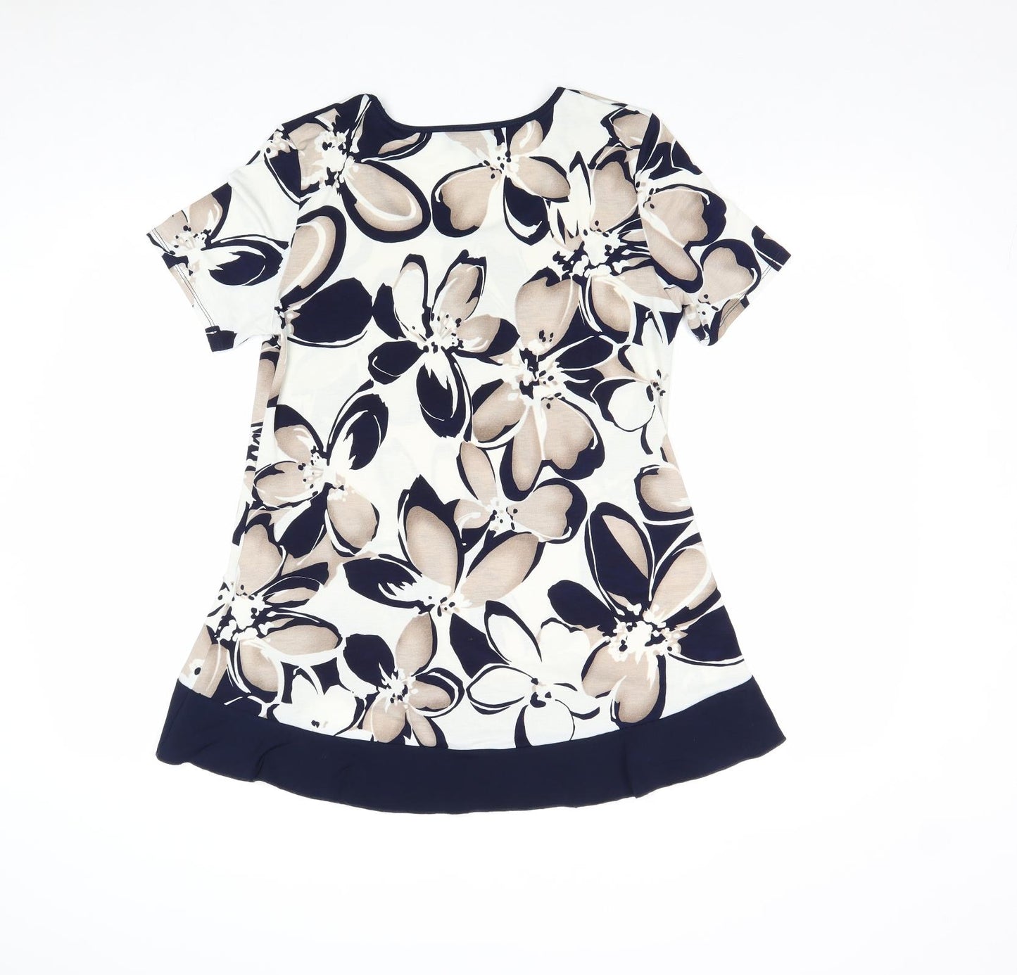 Saloos Womens Blue Floral Polyester Basic Blouse Size 12 Round Neck