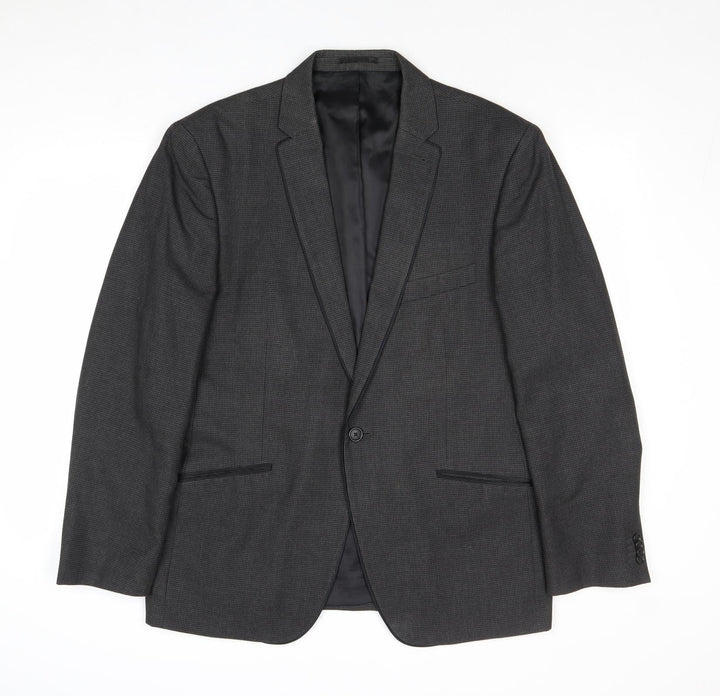 Taylor & Wright Mens Grey Geometric Polyester Jacket Suit Jacket Size 44 Regular