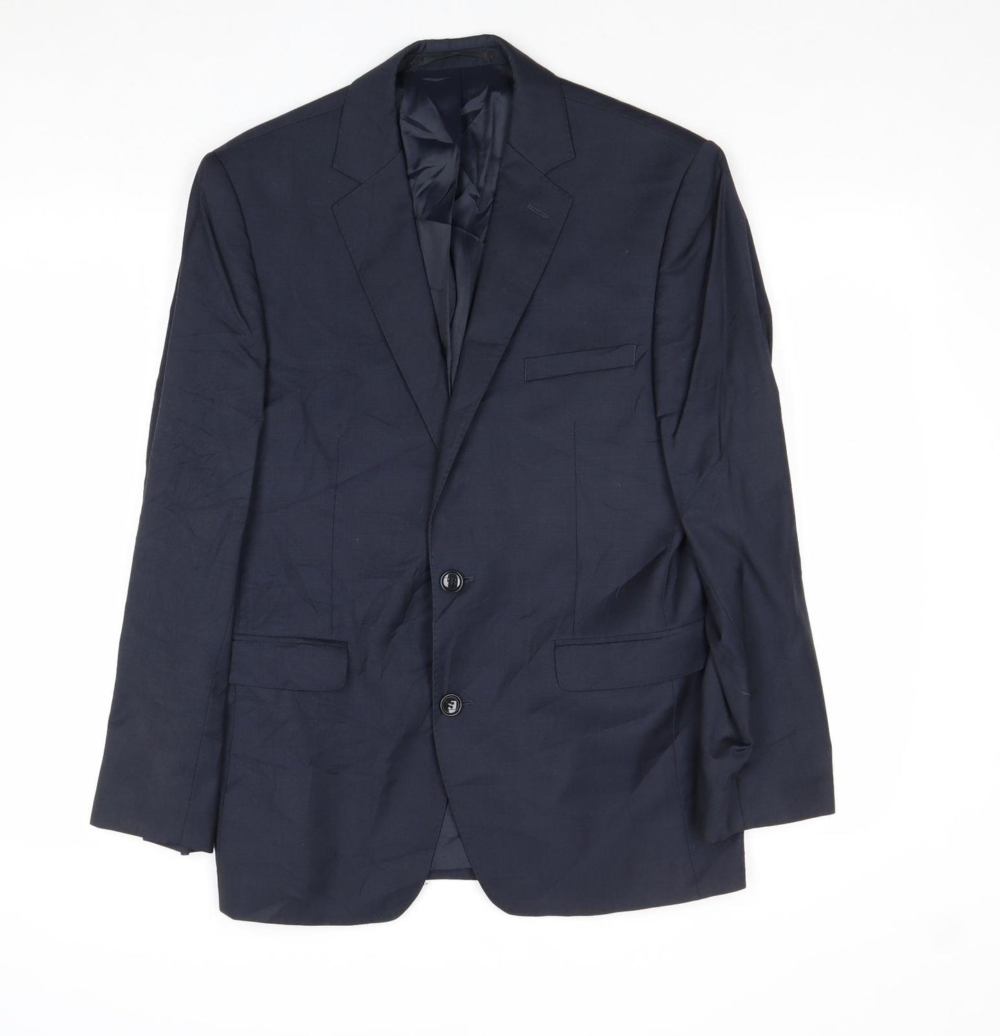 Preworn Mens Blue Wool Jacket Suit Jacket Size 38 Regular