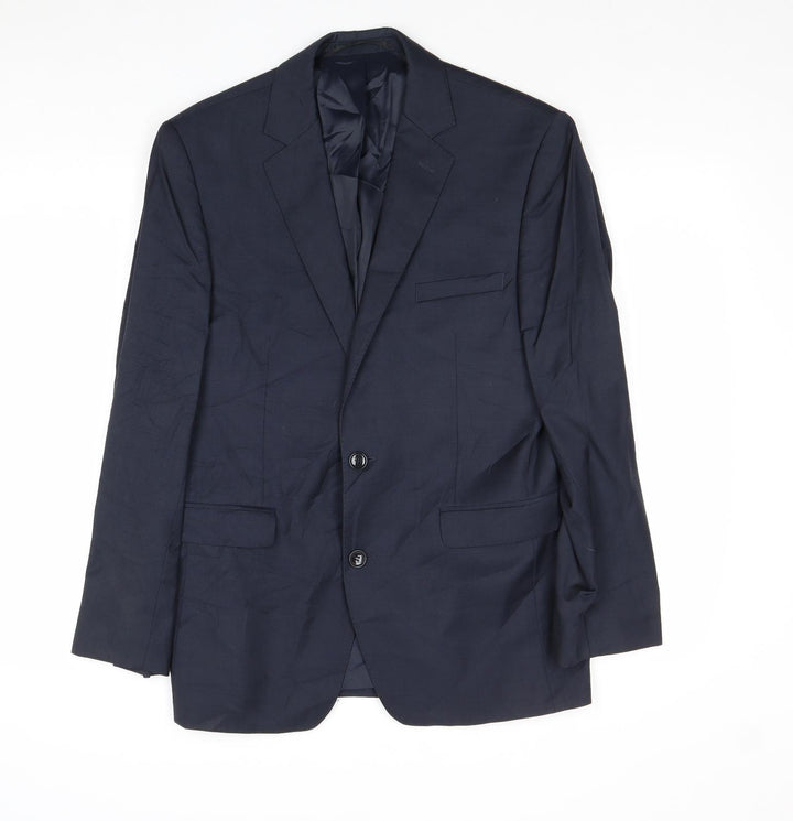 Preworn Mens Blue Wool Jacket Suit Jacket Size 38 Regular
