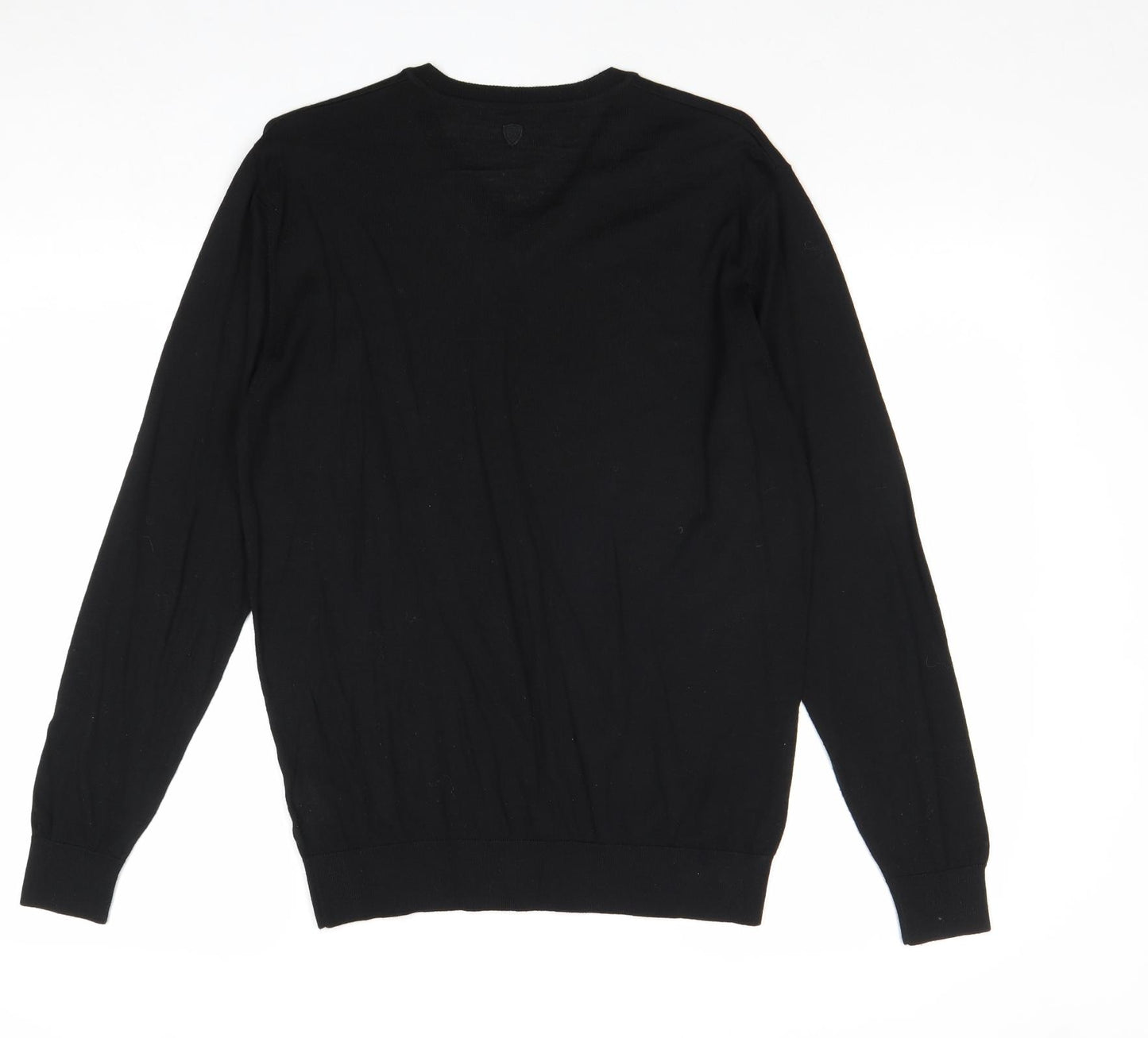 Preworn Mens Black V-Neck Cotton Pullover Jumper Size M Long Sleeve